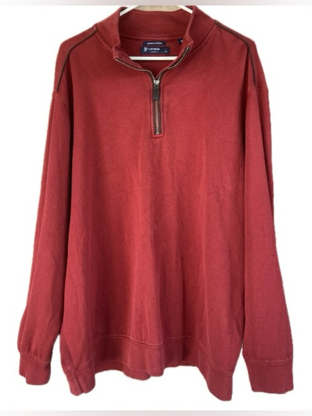Cremieux Men’s Supima Cotton Quarter Zip Pullover Sweater Red Rust XXL Luxury